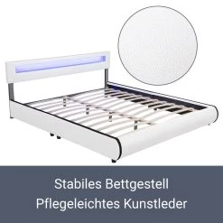 Juskys Polsterbett Sevilla 180 X 200 Cm Weiß Doppelbett Ehebett Mit Kaltschaummatratze -Heimische Küche Geschäft 8600348200 53299313 prod 003