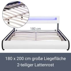 Juskys Polsterbett Sevilla 180 X 200 Cm Weiß Doppelbett Ehebett Mit Kaltschaummatratze -Heimische Küche Geschäft 8600348200 53299313 prod 004