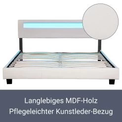 Juskys Polsterbett Paris 160 X 200 Cm Einzelbett Doppelbett In Weiß Mit Kaltschaummatratze -Heimische Küche Geschäft 8600348200 53816371 prod 003