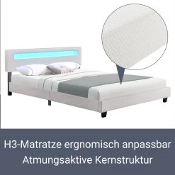 Juskys Polsterbett Paris 160 X 200 Cm Einzelbett Doppelbett In Weiß Mit Kaltschaummatratze -Heimische Küche Geschäft 8600348200 53816371 prod 004