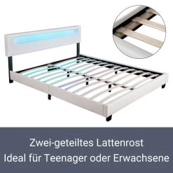 Juskys Polsterbett Paris 160 X 200 Cm Einzelbett Doppelbett In Weiß Mit Kaltschaummatratze -Heimische Küche Geschäft 8600348200 53816371 prod 005