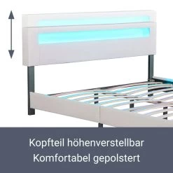 Juskys Polsterbett Paris 180 X 200 Cm Doppelbett In Weiß Mit Kaltschaummatratze -Heimische Küche Geschäft 8600348200 54892383 prod 006