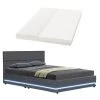 Juskys Polsterbett Toulouse 180x200 Cm Mit Matratze, Lattenrost, Kopfteil, LED & Stauraum In Grau -Heimische Küche Geschäft 8600348200 54998548 prod 001