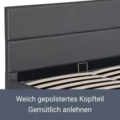 Juskys Polsterbett Toulouse 180x200 Cm Mit Matratze, Lattenrost, Kopfteil, LED & Stauraum In Grau -Heimische Küche Geschäft 8600348200 54998548 prod 006