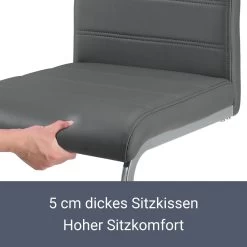 Juskys Freischwinger Schwingstuhl Vegas 2er Set Mit Metall-Gestell & Bezug Aus Kunstleder In Grau -Heimische Küche Geschäft 8600348200 64042599 prod 005