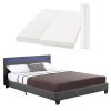 Juskys Polsterbett Verona Grau | 120×200 Cm | Bettgestell LED-Beleuchtung, Lattenrost & Matratze
