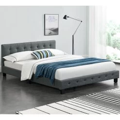 Juskys Polsterbett Manresa 140 X 200 Cm - Bett Komplett-Set Mit Matratze, Lattenrost Und Kopfteil -Heimische Küche Geschäft 8600348200 69638869 prod 002