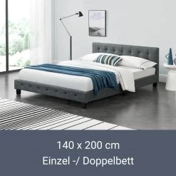 Juskys Polsterbett Manresa 140 X 200 Cm - Bett Komplett-Set Mit Matratze, Lattenrost Und Kopfteil -Heimische Küche Geschäft 8600348200 69638869 prod 006