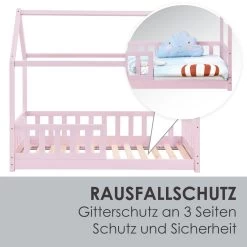 Juskys Kinderbett Marli 80 X 160 Cm Rausfallschutz, Lattenrost & Dach | Rose | Hausbett | Holz -Heimische Küche Geschäft 8600348200 70560315 prod 004