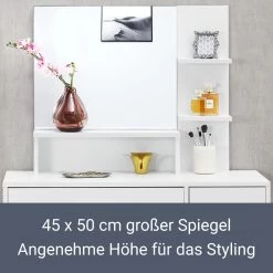 Juskys Schminktisch Zoey Weiß – Frisiertisch Mit LED-Beleuchtung, Spiegel, Schublade & Schrank -Heimische Küche Geschäft 8600348200 75620395 prod 004