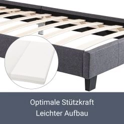 Juskys Polsterbett Verona 90x200 Cm Grau Mit Matratze – Einzelbett + LED-Beleuchtung & Lattenrost -Heimische Küche Geschäft 8600348200 75745782 prod 005