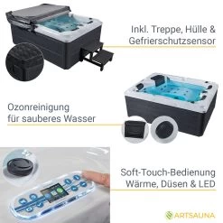 Artsauna Outdoor Whirlpool Oasis - Massagedüsen, LED-Beleuchtung, Filter, Abdeckung & Heizung -Heimische Küche Geschäft 8600348200 77831430 prod 005