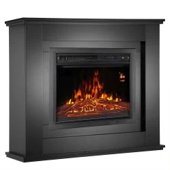 Juskys Elektrokamin – Standkamin Mit Heizung & Kaminfeuer – Flammeneffekt, 1000/2000 Watt – Schwarz