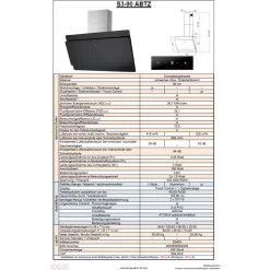 PKM S3-90 ABTZ 90cm Schwarz Glas Edelstahl Dunstabzugshaube Kopffrei -Heimische Küche Geschäft 8600349300 1394 prod 003