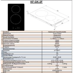 KF-GK-2F Einbaukochfeld 2er Glaskeramik Kochfeld Autark Doppelkochfeld -Heimische Küche Geschäft 8600349300 1843 prod 004