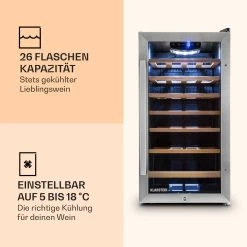 Vivo Vino Weinkühlschrank 52 Liter 18 Flaschen LED Schwarz -Heimische Küche Geschäft 8600359300 11539 prod 003
