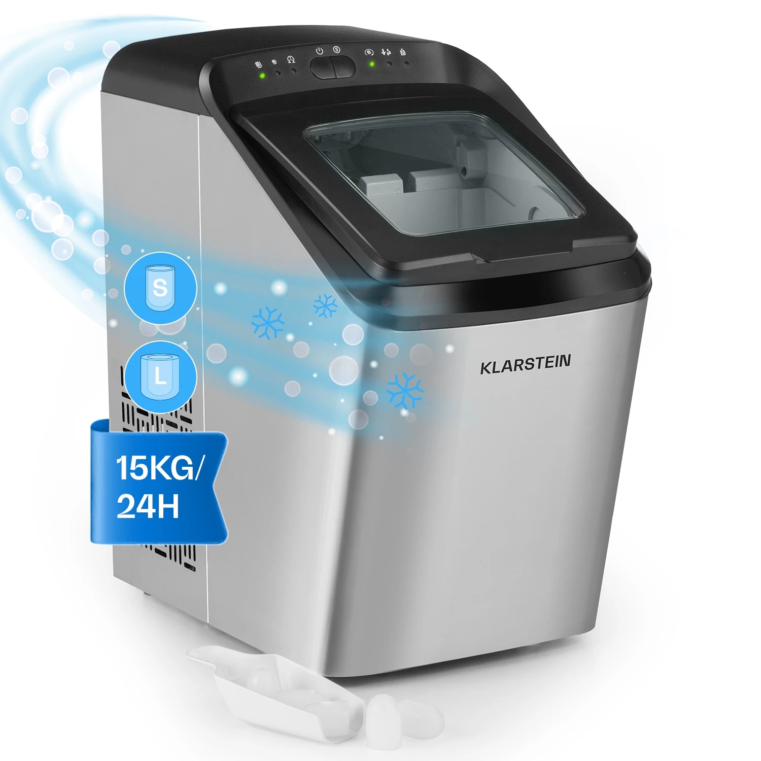 Partytime Eiswürfelmaschine Klareis 15kg/24h Edelstahl 3 Partytime Eiswürfelmaschine Klareis 15kg/24h Edelstahl