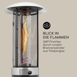 Goldflame Deluxe Terrassenheizstrahler 36.000BTU/11kW Temperglas Mobil Edelstahl Schwarz -Heimische Küche Geschäft 8600359300 9620 prod 005