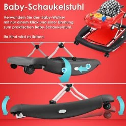 KIDIZ® 4in1 Lauflernhilfe Babywalker Spiel- Und Lauflernwagen Gehfrei - Schaukelfunktion Babywippe Mit Rollen, Licht, Musik ,Spielecenter Esstisch Laufstuhl Laufhilfe Babys Ab 6 Monaten Klappbar -Heimische Küche Geschäft 8600364700 21799 prod 003