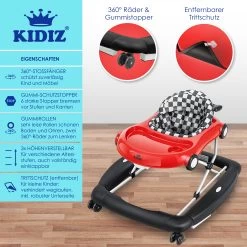 KIDIZ® 4in1 Lauflernhilfe Babywalker Spiel- Und Lauflernwagen Gehfrei - Schaukelfunktion Babywippe Mit Rollen, Licht, Musik ,Spielecenter Esstisch Laufstuhl Laufhilfe Babys Ab 6 Monaten Klappbar -Heimische Küche Geschäft 8600364700 21799 prod 004