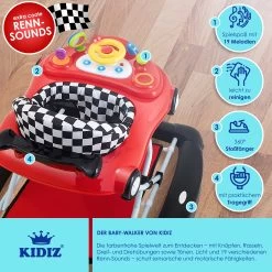 KIDIZ® 4in1 Lauflernhilfe Babywalker Spiel- Und Lauflernwagen Gehfrei - Schaukelfunktion Babywippe Mit Rollen, Licht, Musik ,Spielecenter Esstisch Laufstuhl Laufhilfe Babys Ab 6 Monaten Klappbar -Heimische Küche Geschäft 8600364700 21799 prod 005