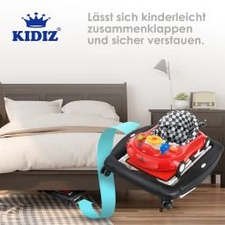 KIDIZ® 4in1 Lauflernhilfe Babywalker Spiel- Und Lauflernwagen Gehfrei - Schaukelfunktion Babywippe Mit Rollen, Licht, Musik ,Spielecenter Esstisch Laufstuhl Laufhilfe Babys Ab 6 Monaten Klappbar -Heimische Küche Geschäft 8600364700 21799 prod 006