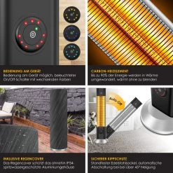 KESSER® Standheizstrahler Infrarot Stand Heizstrahler Inkl. Schutzhülle Wärmestrahler Terrasse Infrarotstrahler Turmheizstrahler 2000 Watt Terrassenstrahler Standheizung Mit Fernbedienung -Heimische Küche Geschäft 8600364700 22453 prod 003