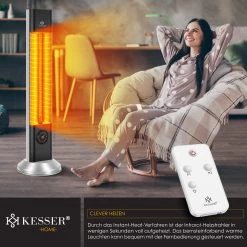 KESSER® Standheizstrahler Infrarot Stand Heizstrahler Inkl. Schutzhülle Wärmestrahler Terrasse Infrarotstrahler Turmheizstrahler 2000 Watt Terrassenstrahler Standheizung Mit Fernbedienung -Heimische Küche Geschäft 8600364700 22453 prod 006
