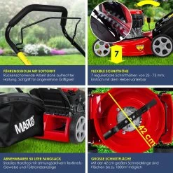 MASKO® Benzin Rasenmäher 5in1 Radantrieb EasyClean Reinigungsfunktion Mulchfunktion Seitenauswurf Hohe Schnittbreite 8-fache Schnitthöhenverstellung | 4 Takt Motor | Inkl. Fangkorb -Heimische Küche Geschäft 8600364700 23488 prod 003