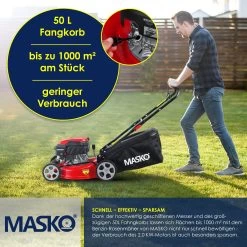 MASKO® Benzin Rasenmäher 5in1 Radantrieb EasyClean Reinigungsfunktion Mulchfunktion Seitenauswurf Hohe Schnittbreite 8-fache Schnitthöhenverstellung | 4 Takt Motor | Inkl. Fangkorb -Heimische Küche Geschäft 8600364700 23488 prod 006