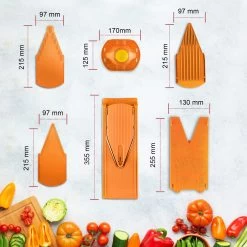 Börner Mandoline V3 Spezial | 7-teiliges Set | 5 Schnittstärken | Als Pommes-Schneider Geeignet | BPA-frei Und Rostfrei | Orange -Heimische Küche Geschäft 8600365100 8747 prod 003