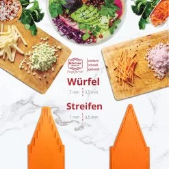 Börner Mandoline V3 Spezial | 7-teiliges Set | 5 Schnittstärken | Als Pommes-Schneider Geeignet | BPA-frei Und Rostfrei | Orange -Heimische Küche Geschäft 8600365100 8747 prod 004