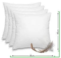 Wometo 4er Set Federkissen Home, 45x45 Cm - Kissenfüllung Mit Bezug Aus Baumwolle Und Füllung Aus 100% Federn