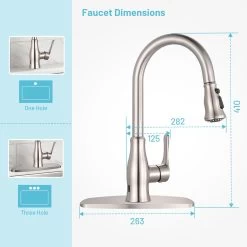 TACKLIFE DAWF01JD, Küchenarmatur, Küchenarmatur Mit Herausziehbarer Edelstahlbrause, Spültischarmatur Mit 3 Sprühmodi, 360° Drehbarer Einhebelmischer Ohne Blei -Heimische Küche Geschäft 8600367000 2475 prod 005
