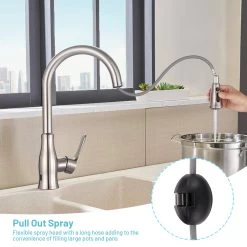TACKLIFE DAWF01JD, Küchenarmatur, Küchenarmatur Mit Herausziehbarer Edelstahlbrause, Spültischarmatur Mit 3 Sprühmodi, 360° Drehbarer Einhebelmischer Ohne Blei -Heimische Küche Geschäft 8600367000 2475 prod 006