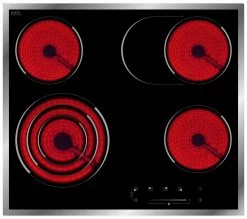 WOLKENSTEIN Kochfeld. Glasker. EB-C4-3KBSW, Edelstahlrahmen